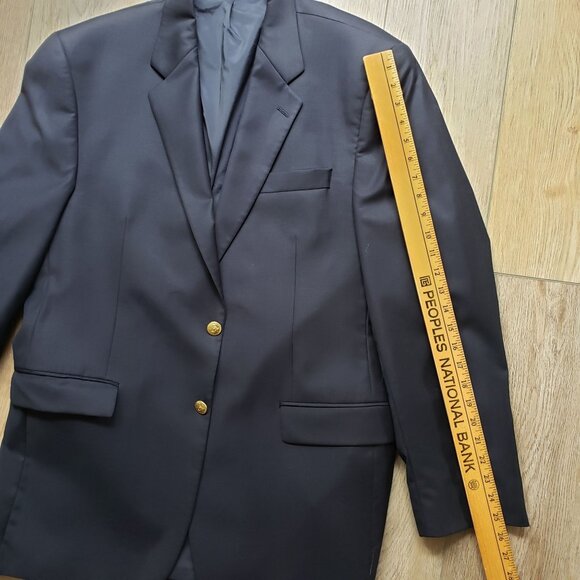 Mens Ralph Lauren Navy Blue Wool Suit Jacket size XL with 2 Gold Button Front - Picture 13 of 14